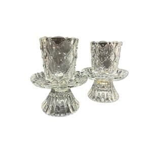 PartyLite Crystal Candle Holder Pair, Retired VTG Votive, Tealight or Tapers.